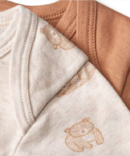 Bodys Langarm mit Bären-Muster, braun + beige, Gr. 74/80, 2 St